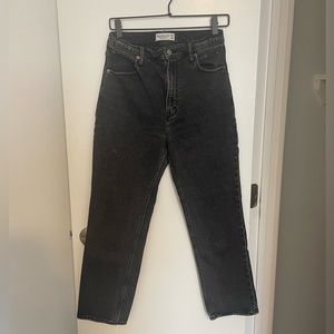 Washed Black Straight Leg Abercrombie Jeans